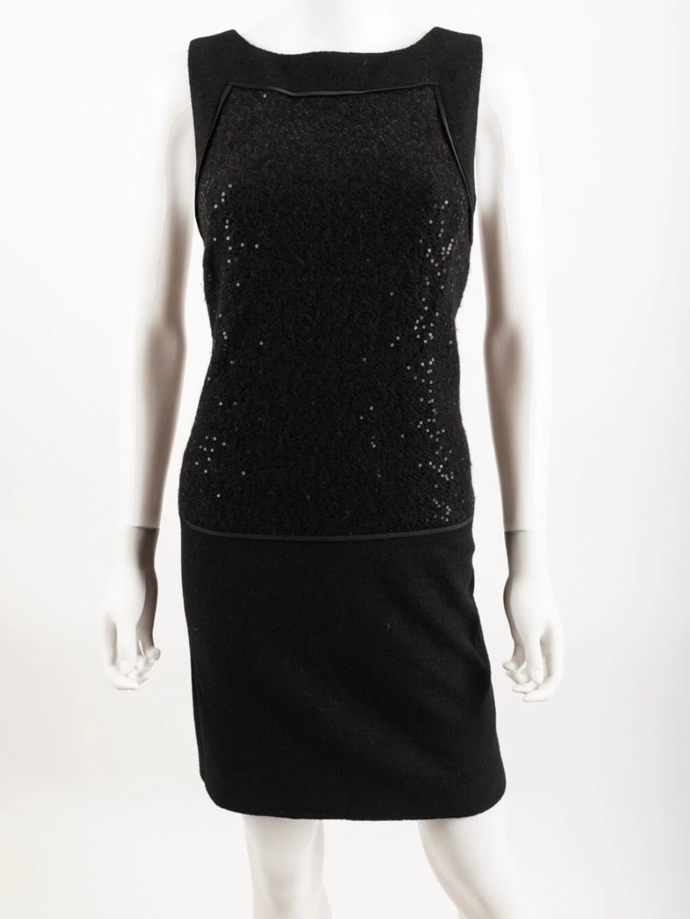 LOFT Black Sleeveless Sequin-Detail Mini Dress